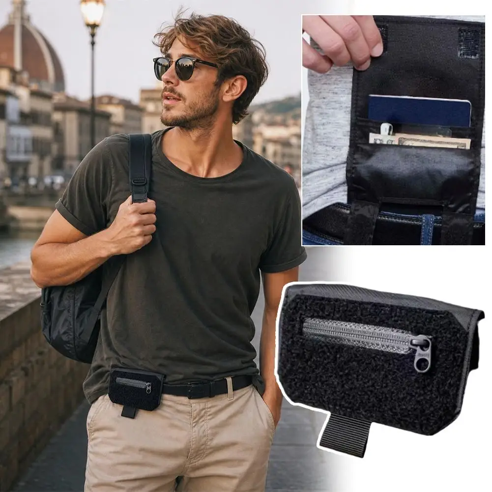 Portafoglio da Cintura Portatile, Regalo per Uomo, Sottile Custodia Nascosta per Contanti, Carte e Passaporto, Essenziale per Uso Quotidiano e Viaggi - immagine 2