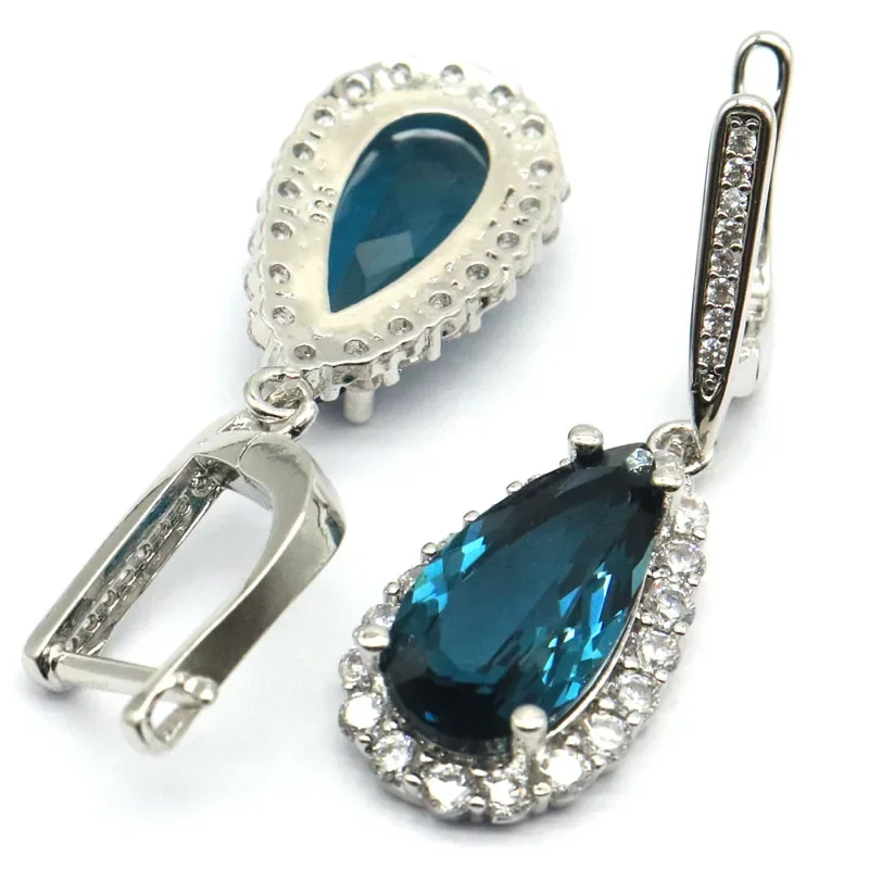 8g Customized 925 SOLID STERLING SILVER Earrings Fantastic London Blue Topaz Rich Blue Violet Tanzanite Tsavorite Garnet CZ Wome