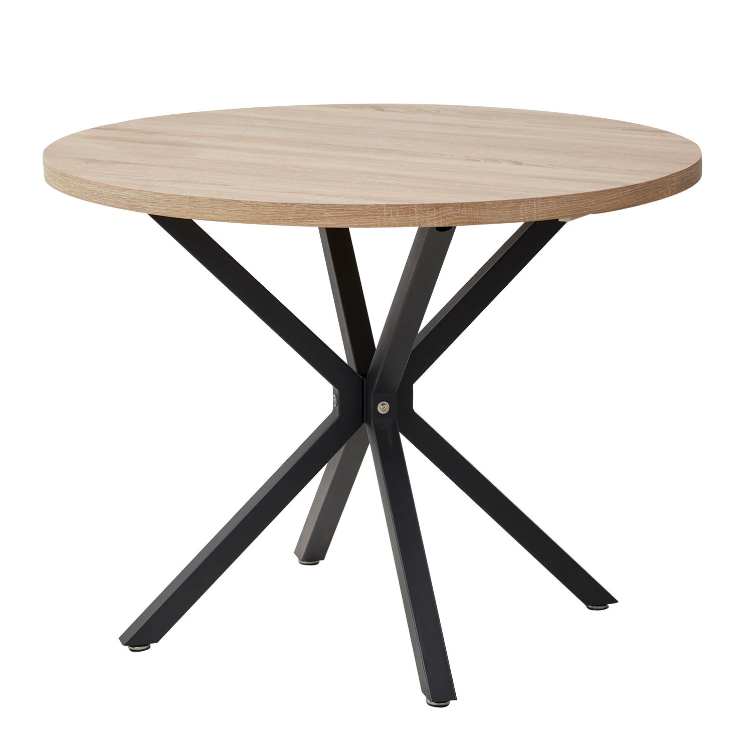EGOONM Table ronde nordique Table en bois massif avec couvercle en bois et cadre en acier Tables basses salon bureau meubles de maison 100CM