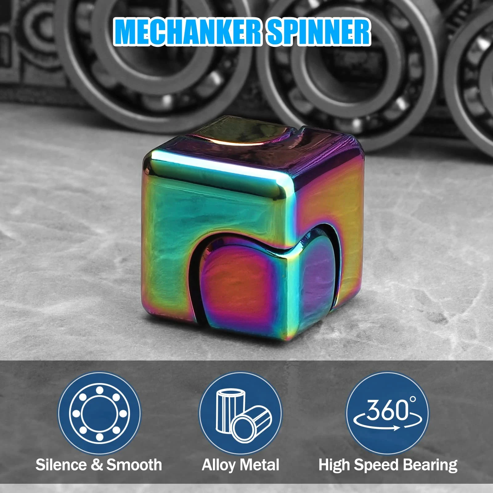 Metal Cube Spinner Fidget Toy - Stress Relief Sensory Puzzle