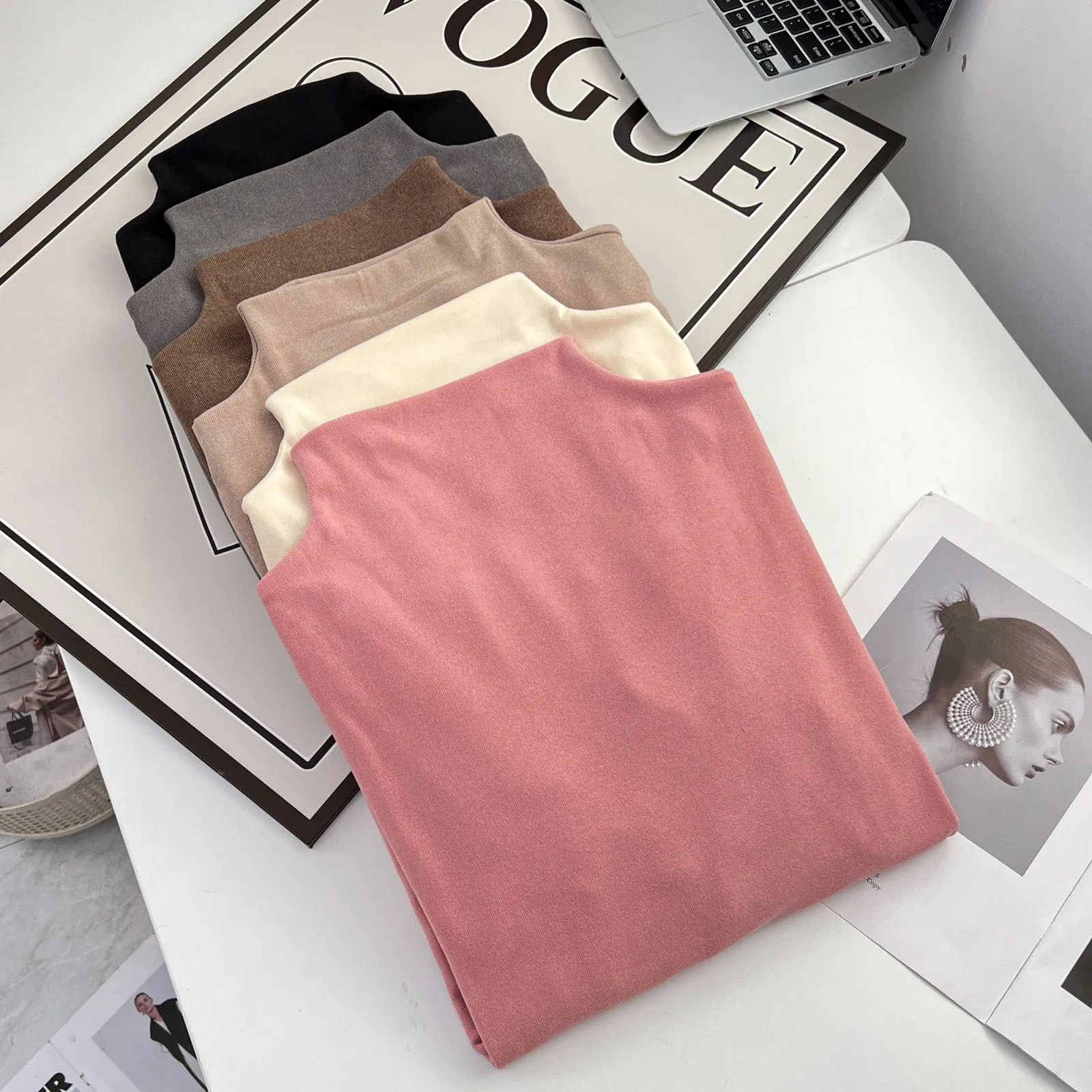 Solid Color Basic Tops for Women, Casual Basic Tops, Plus Size, Velvet Fabric, Warm T-Shirt, 100kg, Autumn and Winter