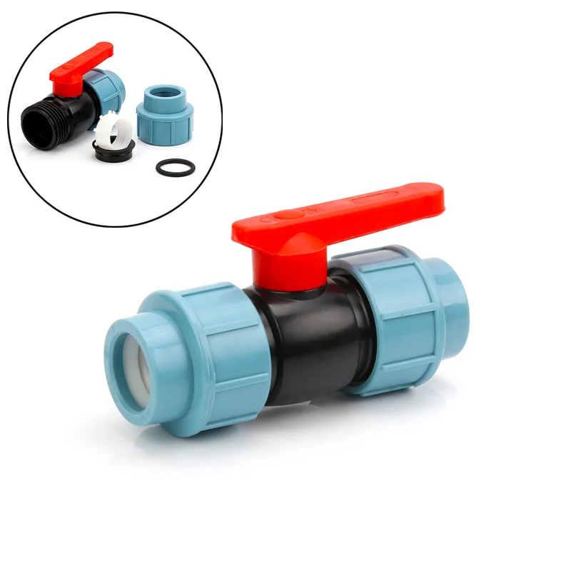 

1PCS 1/2" 3/4" 1" Equal Diameter Plastic PE Water Pipe Ball Valve Faucet Switch Bidirectional Connector Tank Adapter