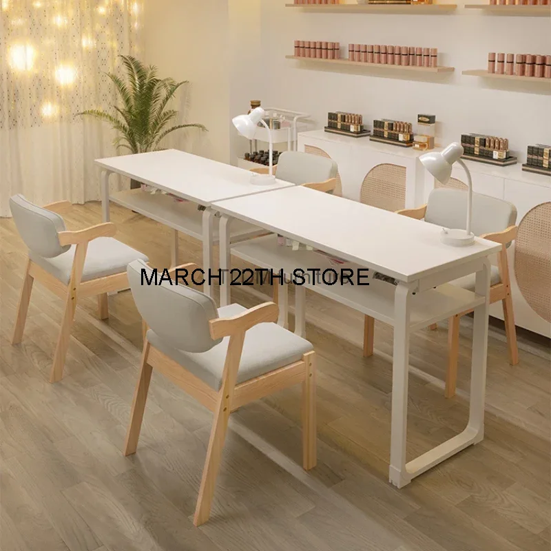 

White Simple Professional Nail Tables Manicurist Wood Women Modern Nail Tables Living Room Mesa Manicura Salon Furniture MR50NT