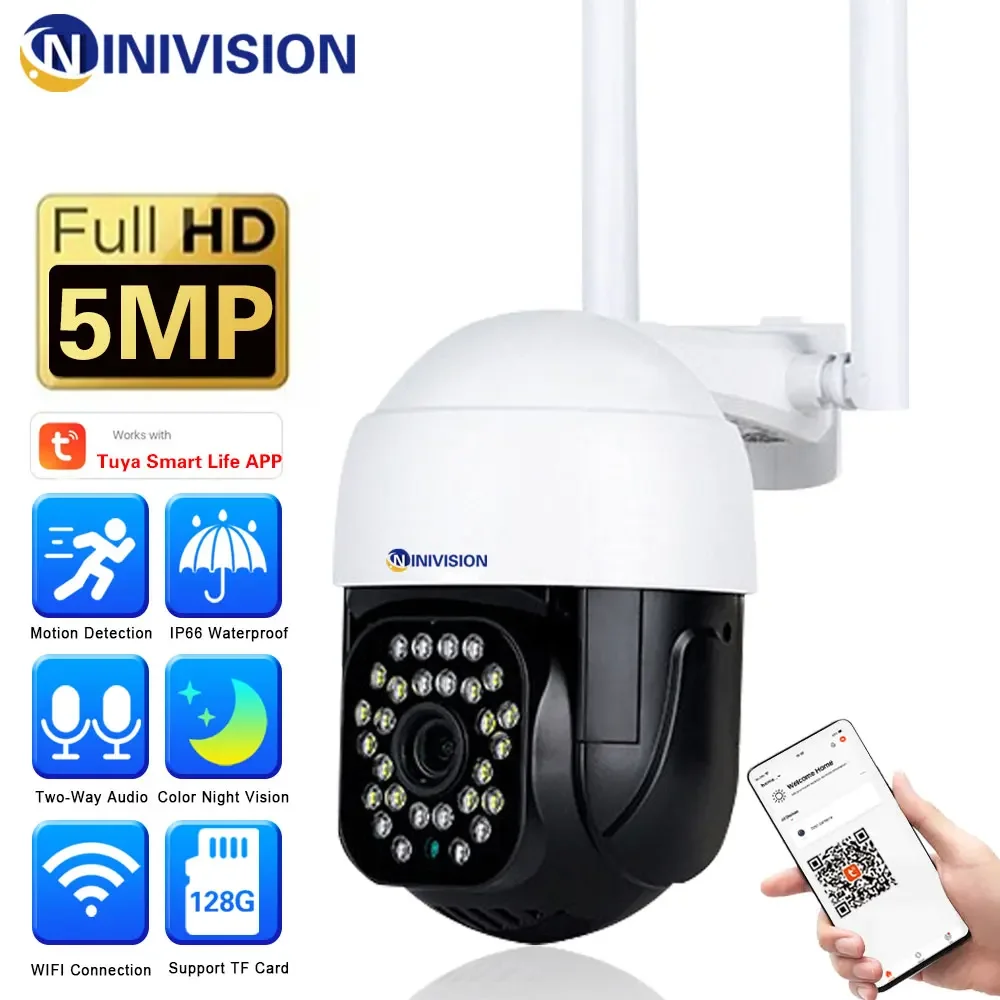 

IP-камера Tuya с датчиком присутствия и Wi-Fi, 5 Мп, IP66