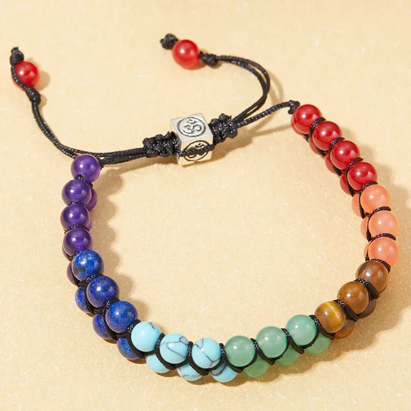 Bohemian Style Handmade Stone Chakra Anklet For Women 1pc Adjustable Double Strands fashion accessories