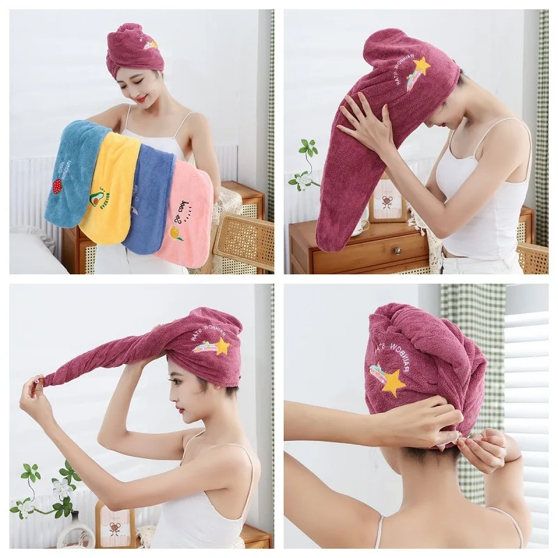 Women's Microfiber Quick-Dry Hair Towel Cap