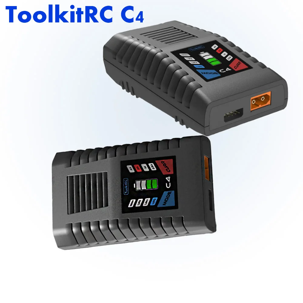 

ToolkitRC C4 240V 50W 5A AC Charger XT60 Plug 12-bit ADC Processor For 2-4S LIPO/LIHV/LIFE 5-8S NiMH/NICD RC Battery