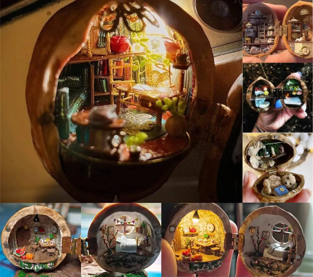 2024-Walnut-Shell-Dollhouse-Tiny-World-Inside-Walnuts-Resin-Miniature ...
