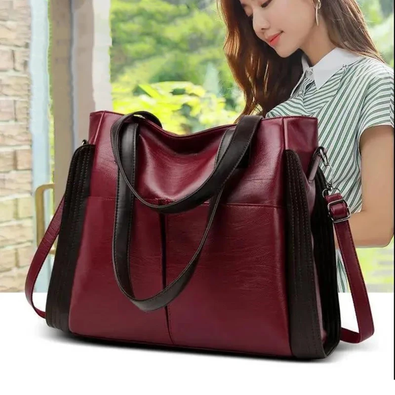 

Large Capacity Handbags Women Soft Leather Shoulder Crossbody Bag Ladies Bucket Bags Retro Tote Luxury Satchel Handbag Purse