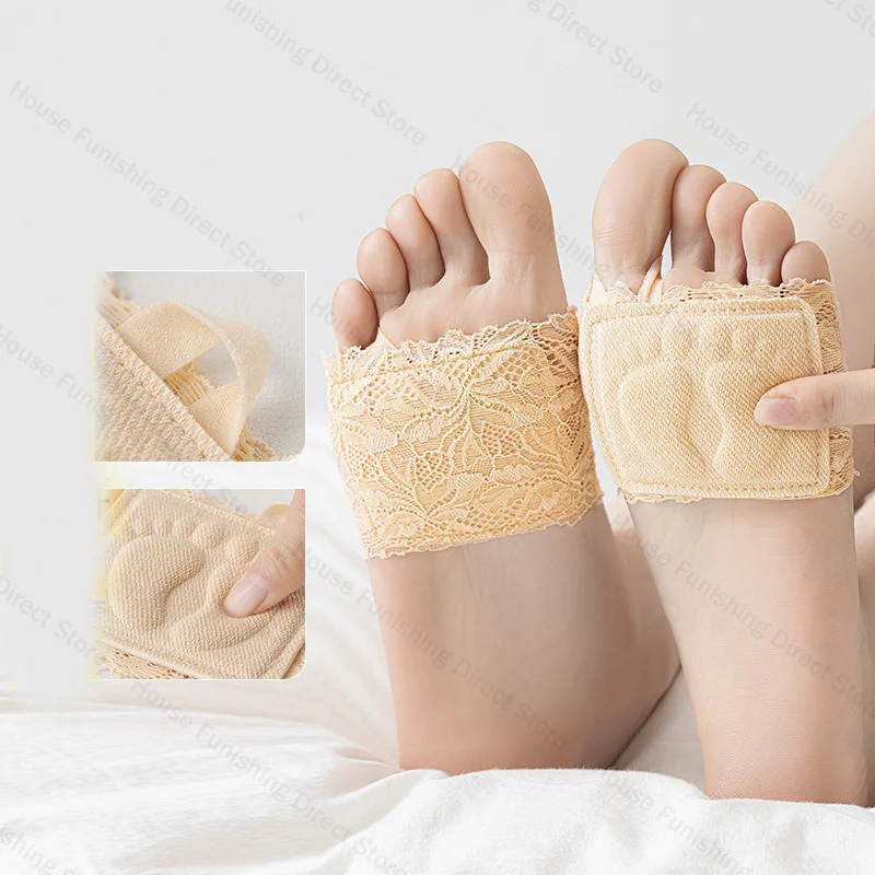 Summer Thin Lace Invisible Socks Split Toe Forefoot Socks for Women High Heel Slippers Shoes Breathable Lace Socks for Halloween