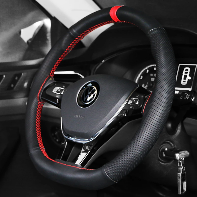 Coprivolante Auto In Pelle Universale 38cm - Antiscivolo E Traspirante (Nero)