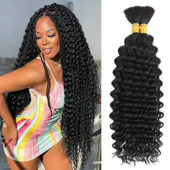 Human Braiding Hair 100g Deep Wave Human Hair Bulk for Braiding No Weft Curly Human Hair Extensions for Boho Braids 1