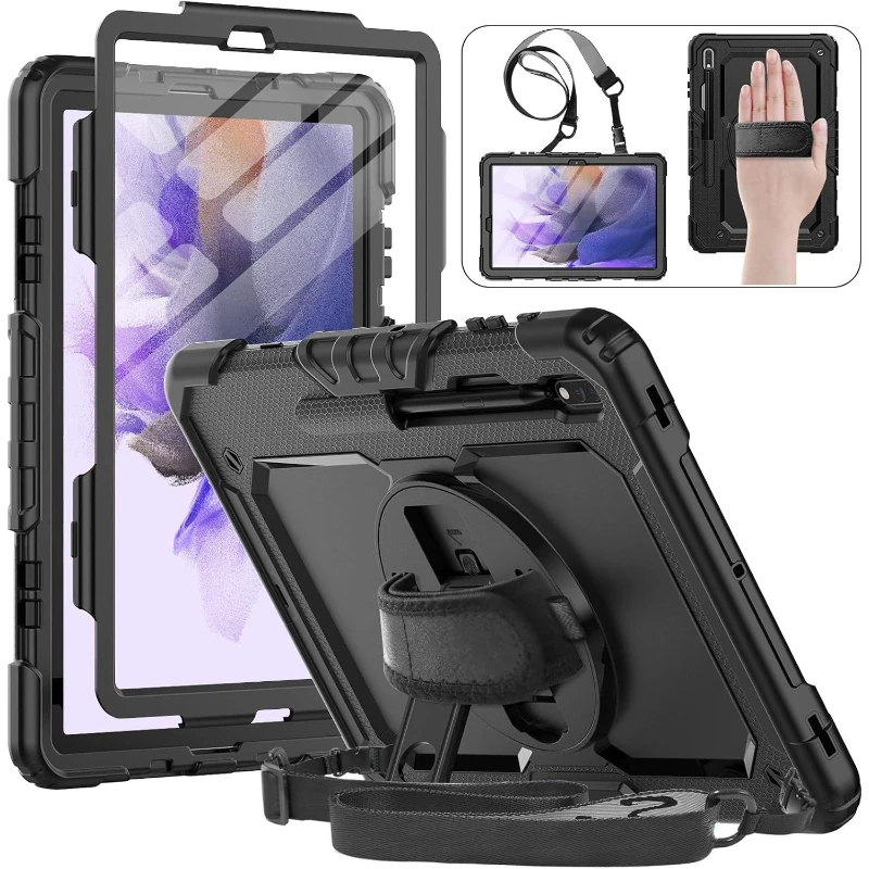 Shockproof Tablet Case with Screen Protector and Handle Belt Cover