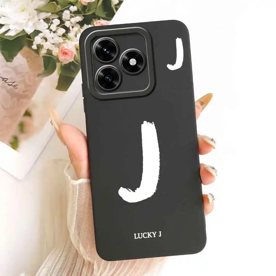 Silicone Soft Phone Back Cover with Lucky Letters - 6.74 Protective Case