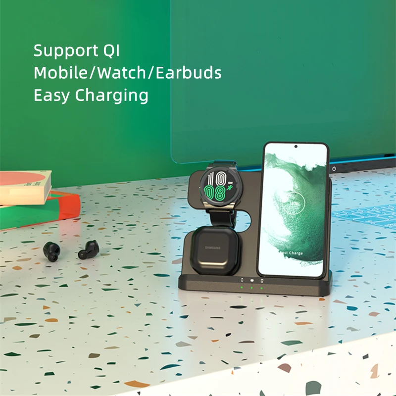 Wireless Charging Station for Samsung 3 in 1 Charger for Galaxy Watch 6/5/4/3/Active S23 Ultra Note20 Z Flip 5 Fold Galaxy Buds wireless charger
