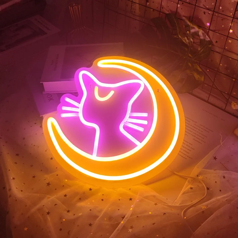 Enseigne néon chat style animation main image 0