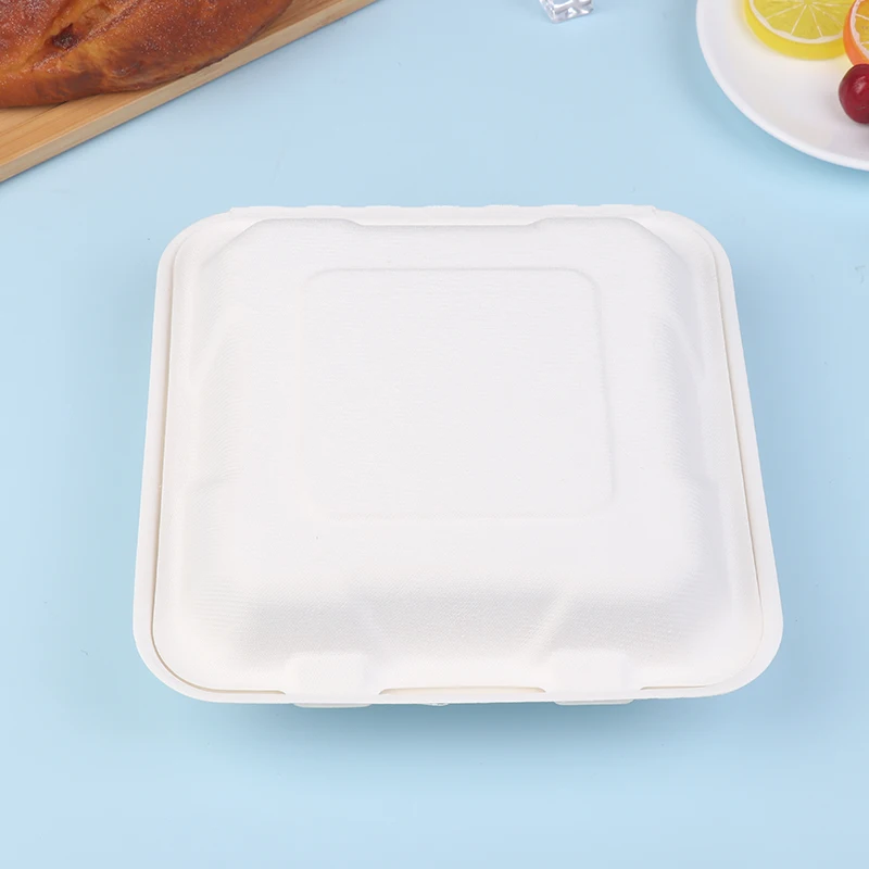Description Picture 3 of item10Pcs Compostable Disposable 10 Pack 3 Compartment Takeout Lunch Box Containers With Lid To Go Take Out Clamshell For Food
