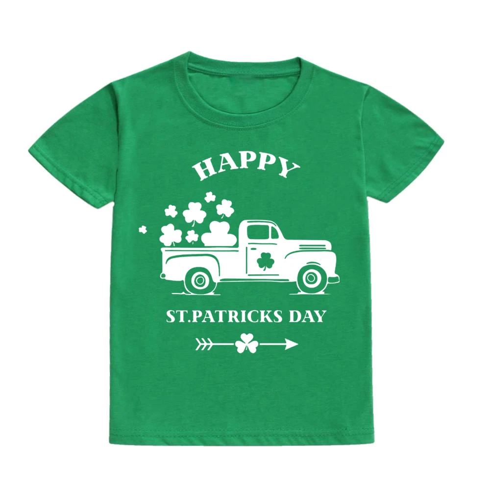 Happy St. Pat T-rex Day Print Kids T-shirt Boy Girl Clothes Toddler St. Patrick's Day Shirts Gift Children Green T-shirts Top 5
