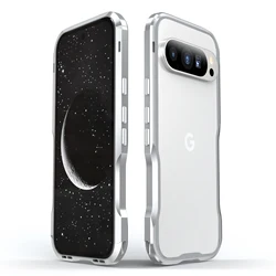 Premium Metal Frame Phone Case with Aluminum Alloy Bumper and Heat Dissipation - Pixel 10 (Silver)