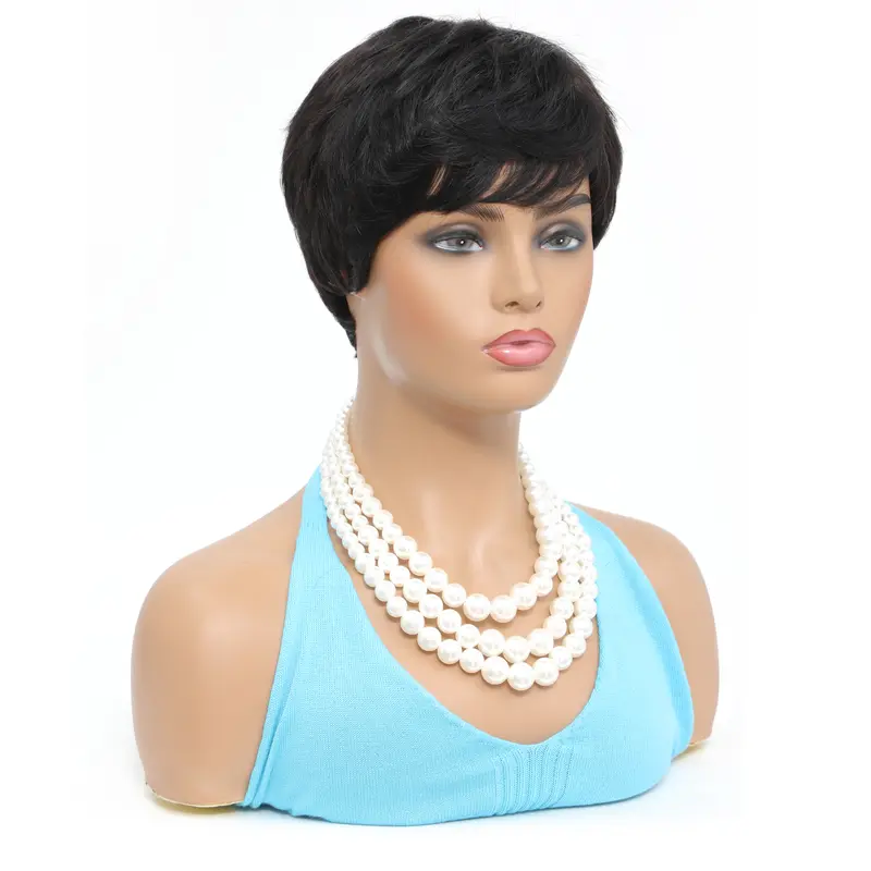 Pixie Cut Wigs For Women Human Hair Short Bob Wig With Bangs Layered Pixie Cut Wig 9A Brazilian Human Hair Full Machine Made Wig - Image 4