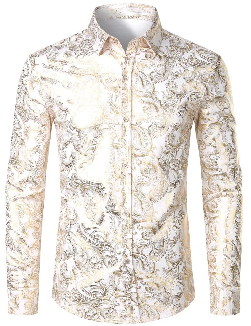 thumbnail image 1 of Camisa de moda 2024 para hombre con estampado 3D de flores, solapa con botones, camisa de manga larga, ropa de fiesta, diseño de camisas cómodas, 1 of 4