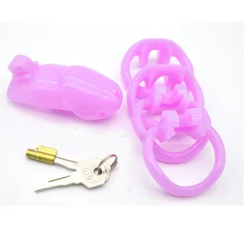 Sex Shop New Male Chastity Cock Cages Sex Toys For Men Penis Belt Lock With Four Penis Rings With Cage Gay Device Chastity Lock 4