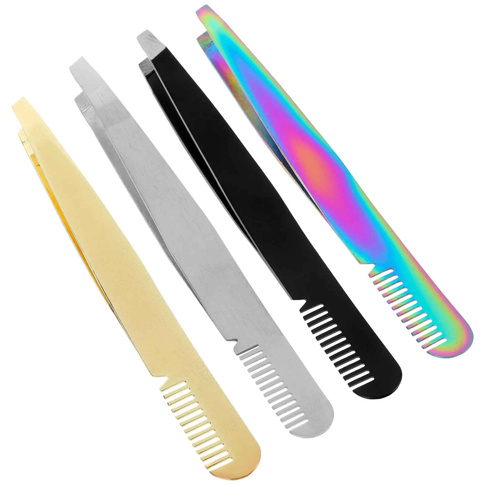 4Pcs 눈썹 핀셋 스테인레스 스틸 전문 정밀 제모 도구 얼굴 털 미용 액세서리 여성 남성