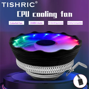 TISHRIC CPU 쿨러 PC 쿨러 팬, RGB 3 핀 PWM 인텔 LGA 1700 1200 1150 1151 X79 E5 AMD AM3 AM4 X99 프로세서 쿨러, 120mm