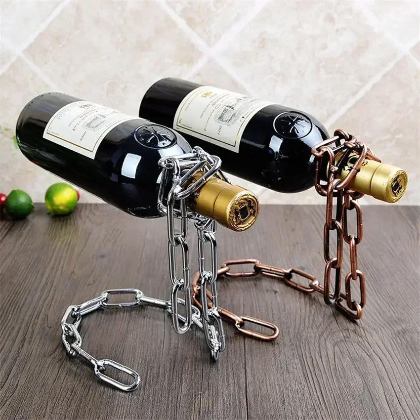 

Magical Suspension iron Chain Wine Racks One Bottle Wine Display Racks Stand Holder Kitchen Dining room cellar Bar Decoration