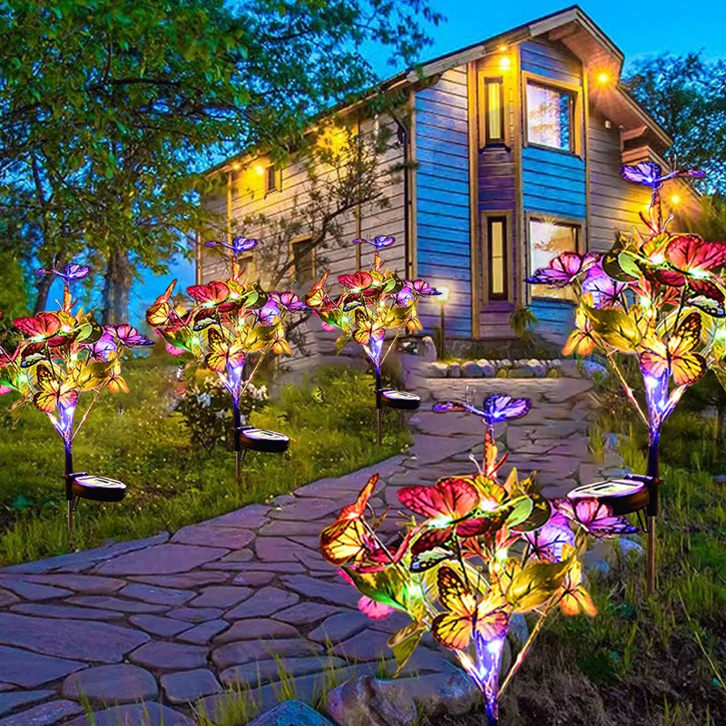 Butterfly LED Solar Lawn Lamp Outdoor Garden Fairy Lights-Perfect for Wedding Party Camping Solar Garden Decoration Light