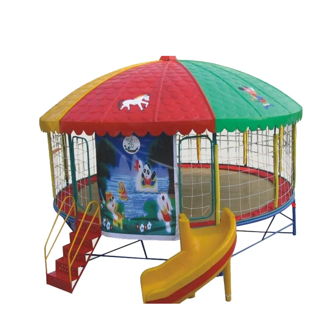 Kids Round Trampoline Bed With Roof Kindergarten Play Equipment - AliExpress
