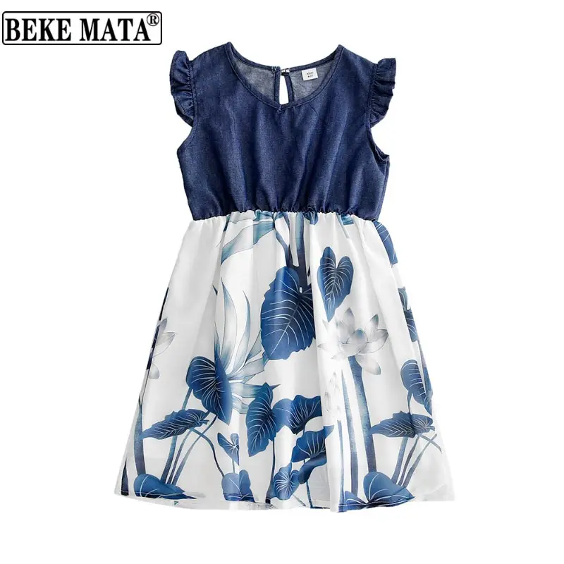 BEKE MATA Family Matching Dress Summer Mother Kids Daughter Dresses Ruffle Sleeve Family Look Mom And Baby Girl Clothes Set family easter outfits