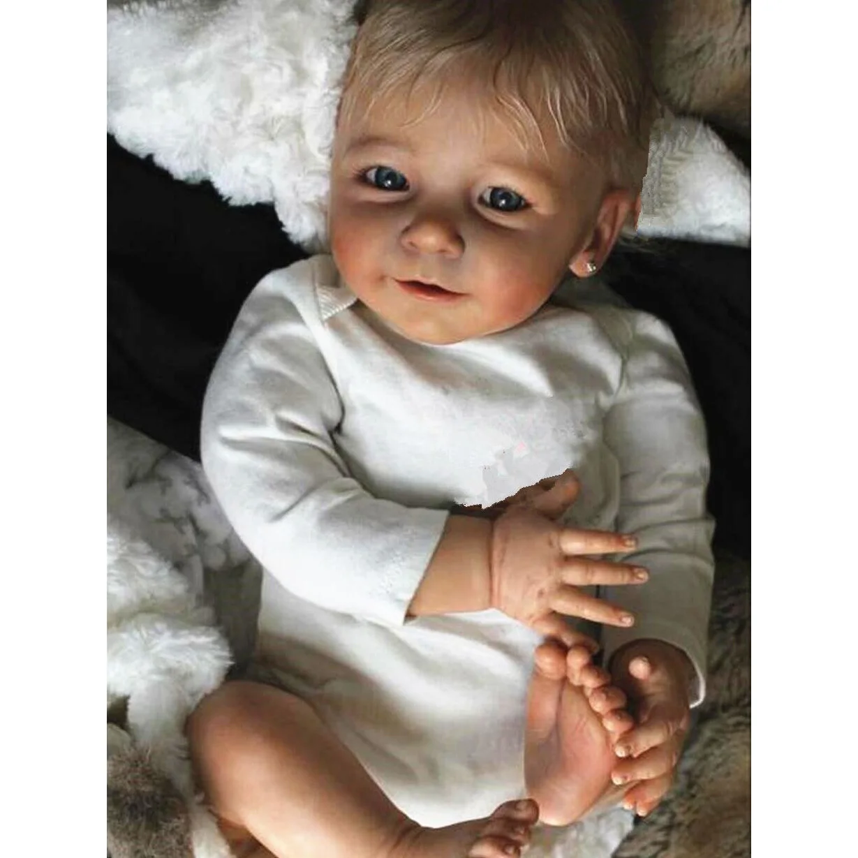 Npk 50Cm Già Finito Reborn Baby Smile Baby Con Capelli Radicati Dipinti A Mano 3D Skinlifelike Reborn Doll Regali Per Bambino