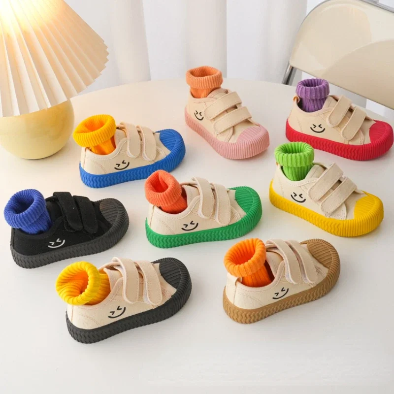 Baby Shoe Candy Colore Canvas Shoe Baby Girl Board Boy Shoes Soft Sole Kid Shoes Smiling Face Tenis Infantil Menino T&ecirc;nis