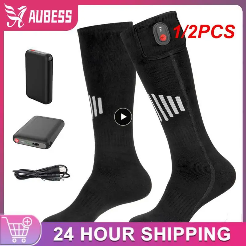 

1/2PCS Winter Heated Socks Motorcycle Outdoor Warmth USB Rechargeable 65℃ Heating Socks Heated Boots Snowmobile Skiing Sock