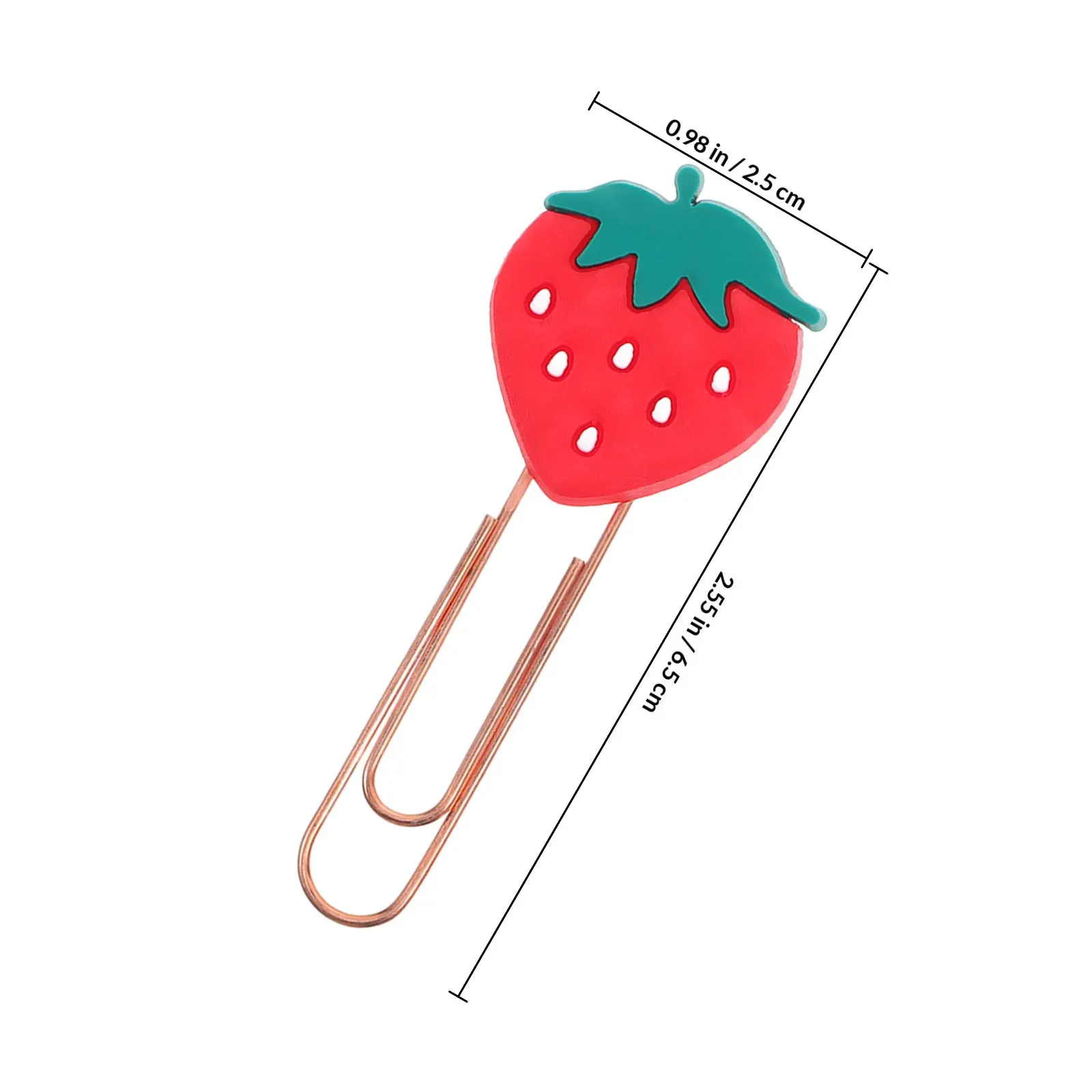 20Pcs 딸기 종이 클립 귀여운 모양의 장식 다기능 사무실 학교 파일 조직 무지개 색 종이 클립