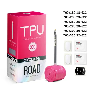 CYCLAMI Valvola in acciaio inossidabile Camera d'aria francese FV Presta TPU di qualità superiore per pneumatici bici da strada 700C 700x18 23 25 28 30 32 C