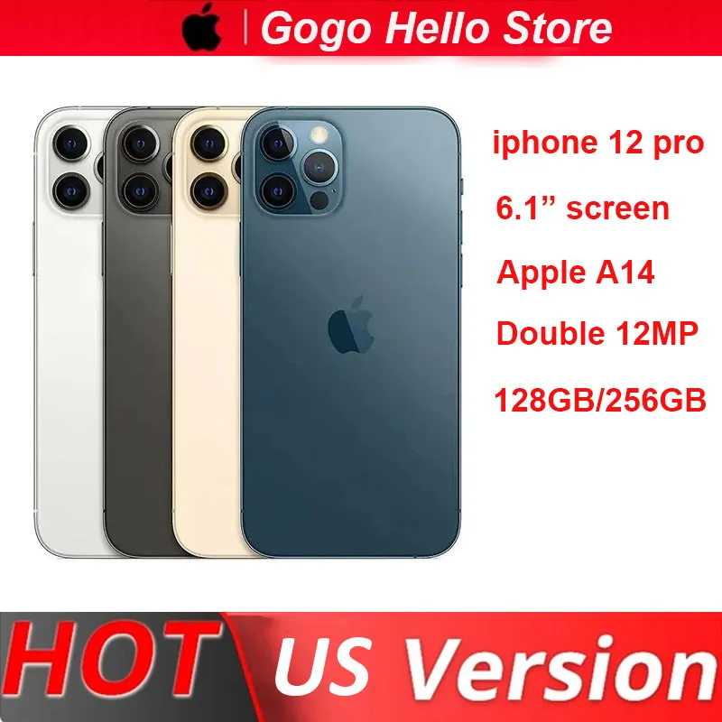 Original Apple iPhone 12 Pro 5G LTE Mobile Phone 6.1'' 6GB&128/256GB IOS A14 Bionic Hexa Core Triple Unlocked 12Pro Cellphone original ios apple iphone 7 plus 7p 4g lte 3gb ram 32gb 128gb 256gb rom 12 0mp quad core fingerprint unlocked mobile phone