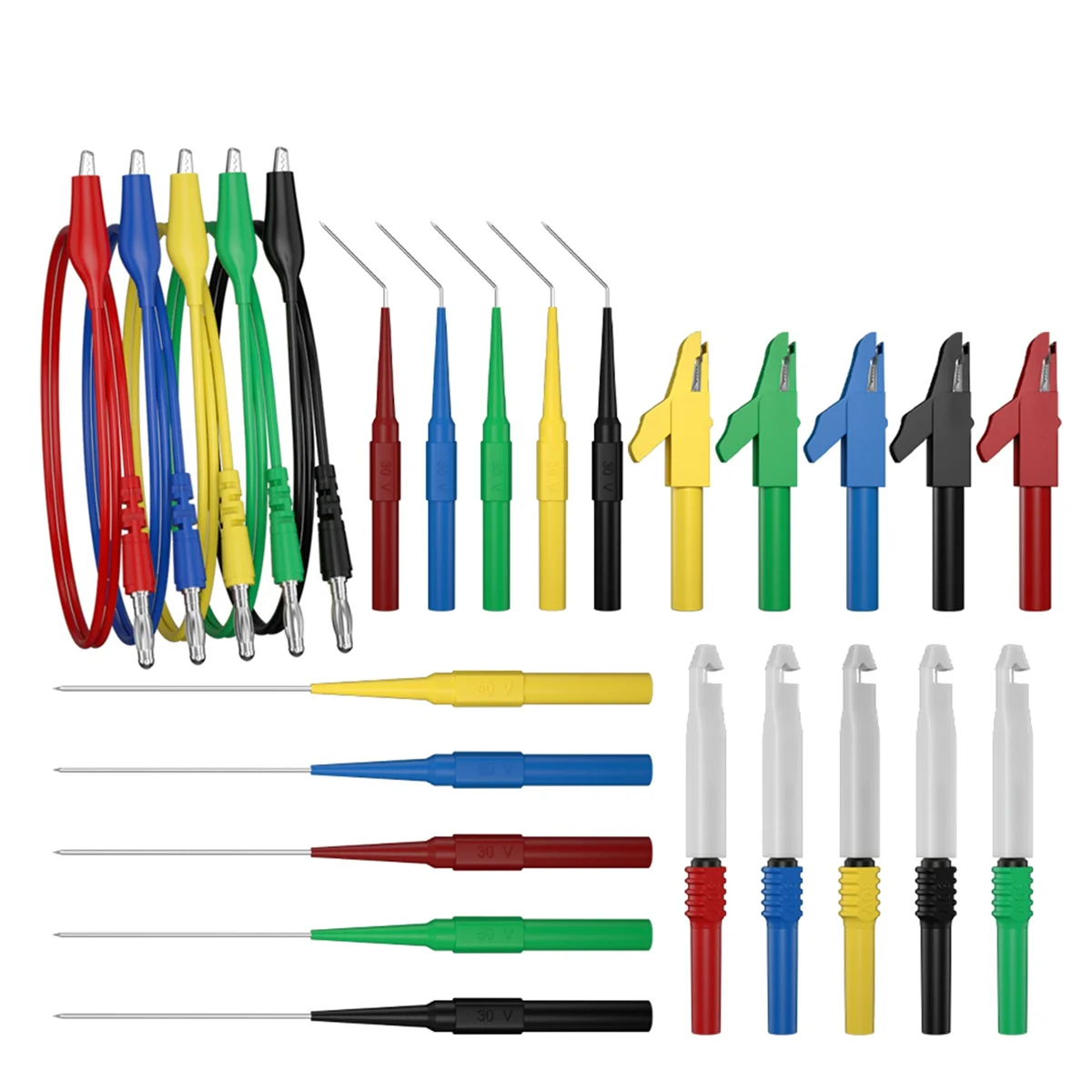 

Digital Multimeter Test Lead Kit Alligator Clip to 4MM Banana Plug with Test Probe Back Probes Kit