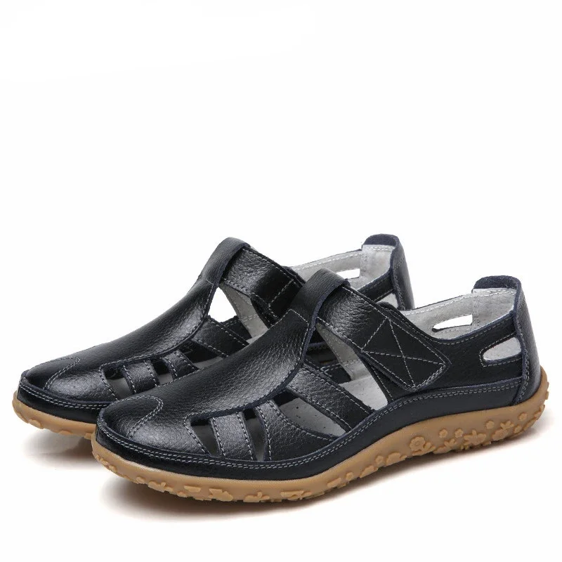 TIMETANGHollow Woman Shoes Genuine Leather Women Flats Summer Women's Loafers Breathable Beach Female Shoe Large Size 35-42E357