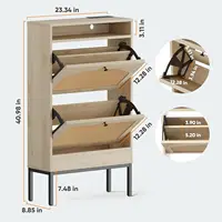 Shoe Cabinet, Shoe Storage Cabinet with 2 Flip Drawers, Slim Shoe Storage Rack with Charging Station for Entryway Hallway Living 2