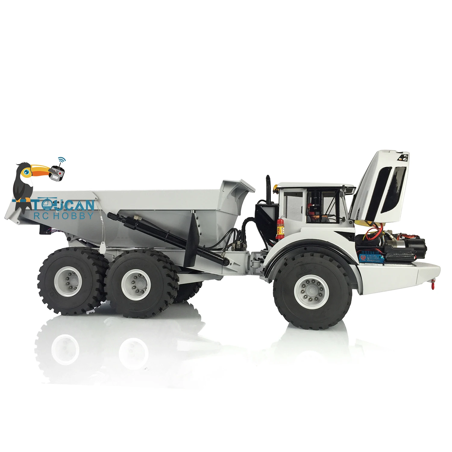 XDRC A40G 1/14 Metal Hydraulic 6*6 RC Articulated Truck RTR Dumper Model Motor ESC Light Sound Remote Control Battery THZH1289 3