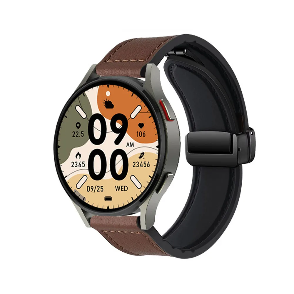 Leather Magnetic Bracelet Smartwatch Strap, 20/22mm Band