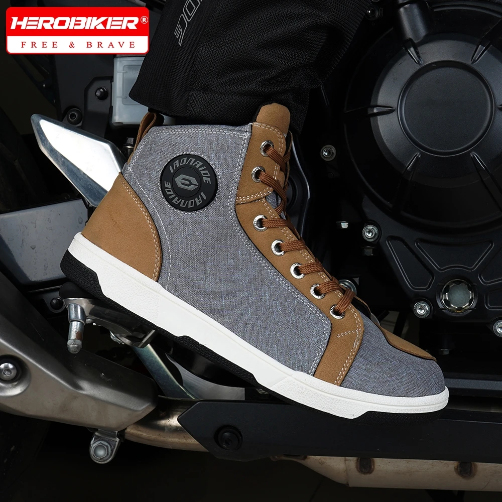 Men Motorcycle boots Motorcycle Rider Protective Boots Casual Breathable Sports Shoes Microfiber Shoes