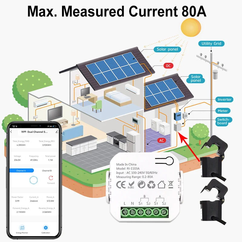 Smart 2 Way WiFi Energy Meter Bidirection 1/2 Channel with thumbnail 5