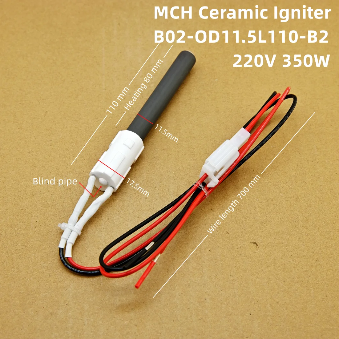 220V 350W Ceramic Igniter Pellet Barbecue Stove Heating Furnace Ignition Rod Internal and External Insulation