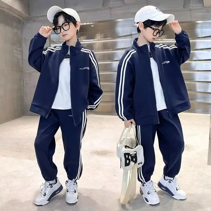 

2023 Autumn Kids Boys Set Clothes Baby Boys Long Sleeve Zipper Coat+Elastic Sweatpant Sport Clohting Child Tracksuit 5-14 Years