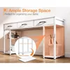 Small Computer Desk: Home Table with Fabric Drawers & Storage Shelves, Modern Writing Desk, White, 48"x16", Computers Desks 6