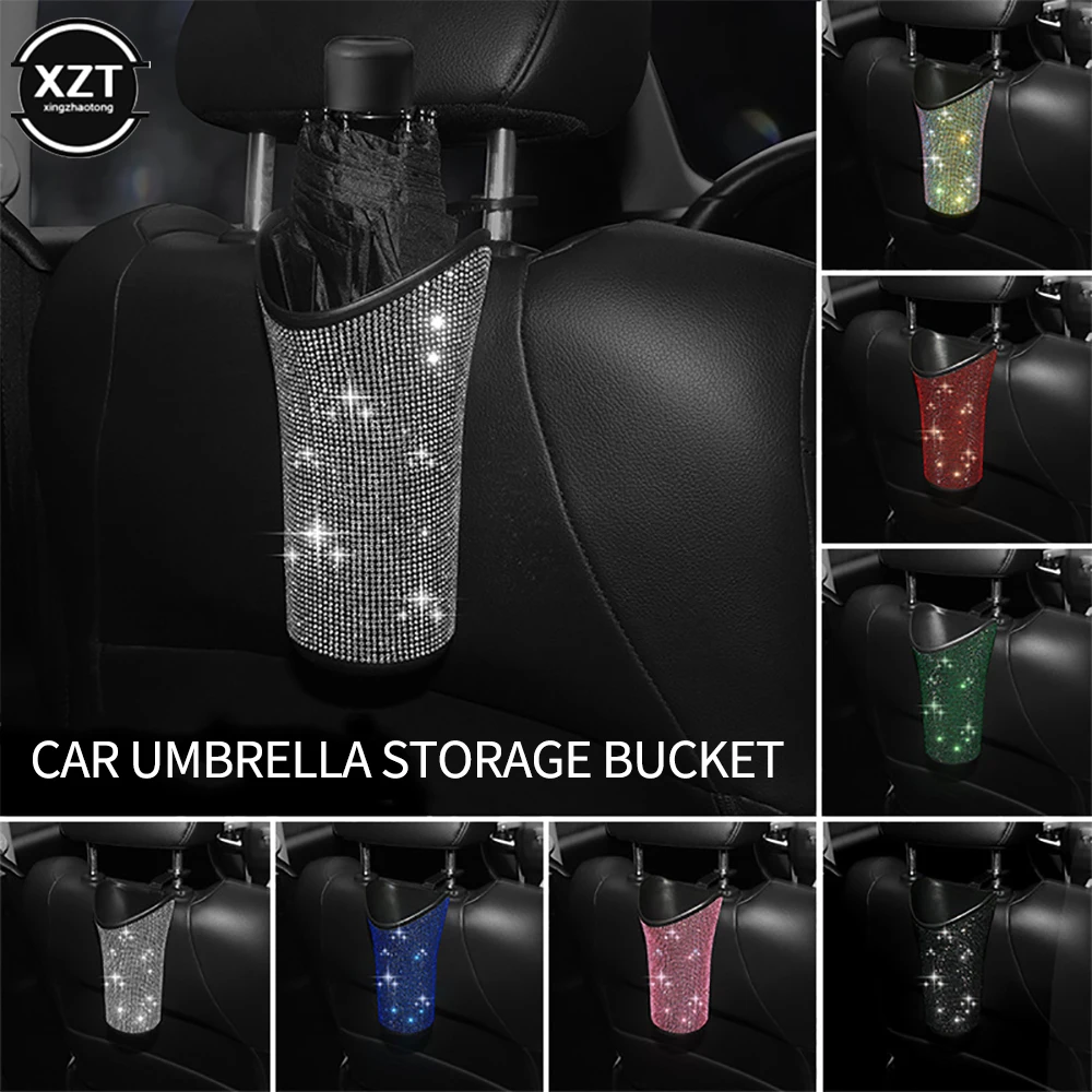 Car Umbrella Holder Storage Box Organizer Barrel Car Hanging Water Bottles Rack Bling Accessories for Woman umbrella holder car storage box