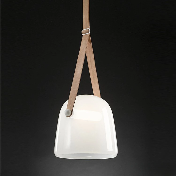 Smoky glass Pendant Lights Modern led Leather strap hanging lamp Kitchen Living Room decoration Light Fixture